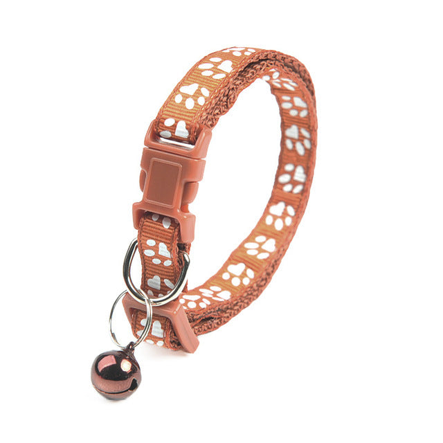 Buntes verstellbares Katzenhalsband mit Pfotenabdruck-Design