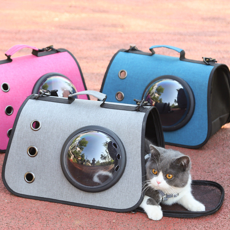 Faltbarer Katzenrucksack mit atmungsaktivem Netzdesign