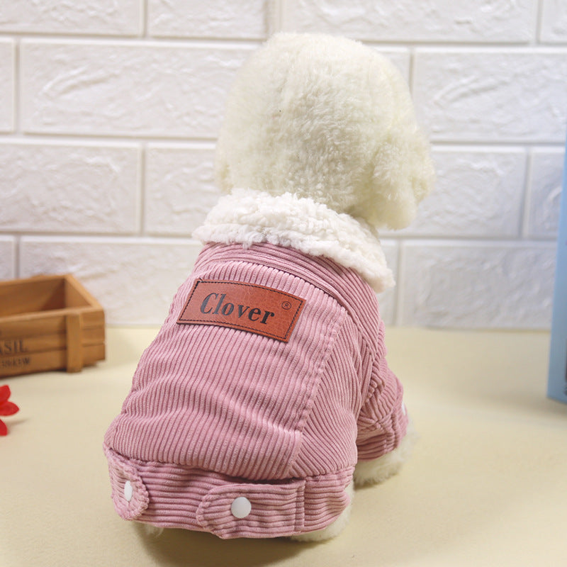 Neue Lammfleece-Jacke für Haustiere - Cordhundemantel