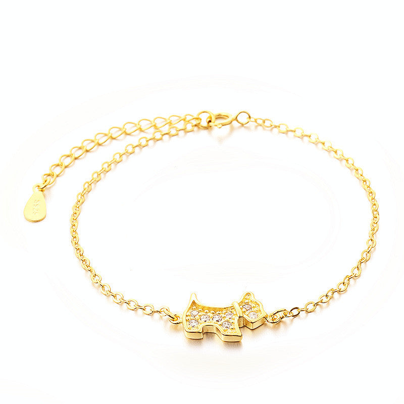 Gold Hunde-Armbandset mit Zirkon