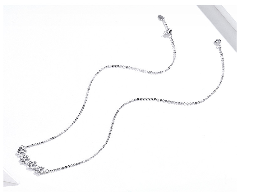 S925 Silber Katzenpfotenabdruck Anhänger Halskette