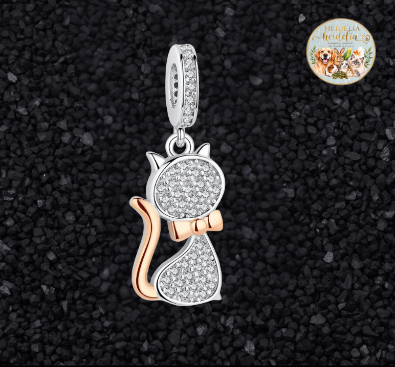 S925 Silber Katzenanhänger mit Zirkon