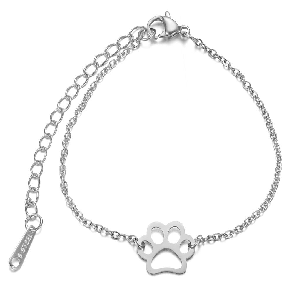 Edelstahl Armband mit Hundepfoten-Design