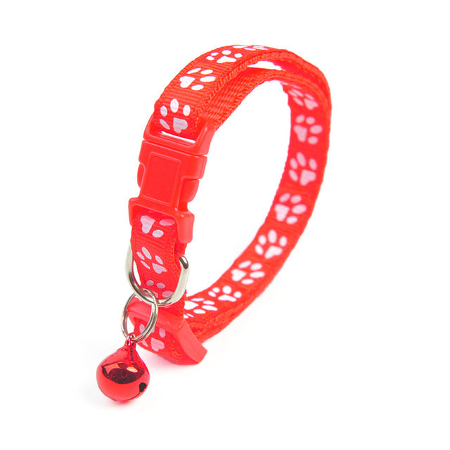 Buntes verstellbares Katzenhalsband mit Pfotenabdruck-Design