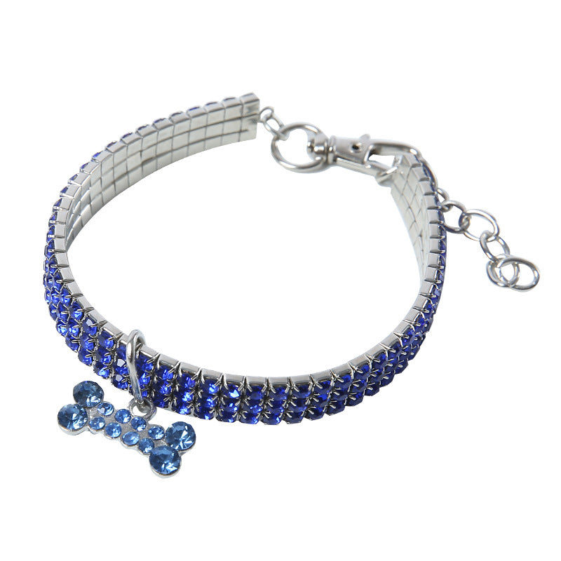 Bling Rhinestone Dog Collar with Leash for Small Dogs