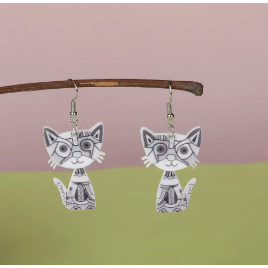 3D Gemalte Katzenohrringe