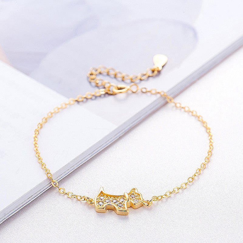Gold Hunde-Armbandset mit Zirkon