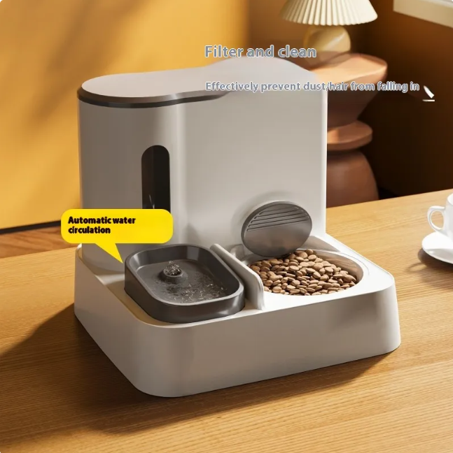 Automatischer Katzenfutter- & Wasserspender mit Doppelschüssel-Design