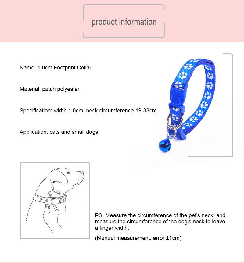 Buntes verstellbares Katzenhalsband mit Pfotenabdruck-Design