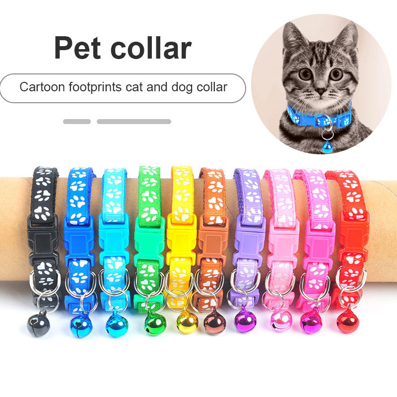 Buntes verstellbares Katzenhalsband mit Pfotenabdruck-Design
