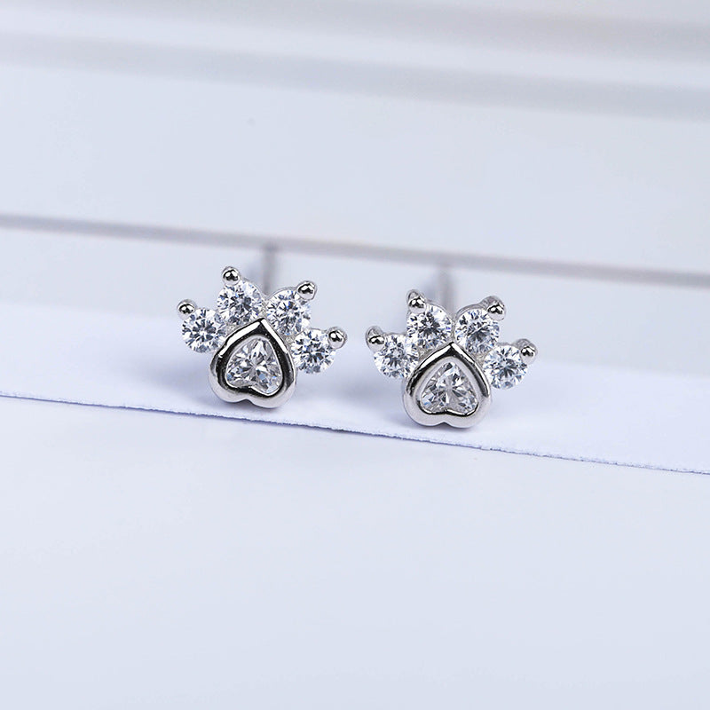 S925 Silber Pfotenabdruck Ohrstecker