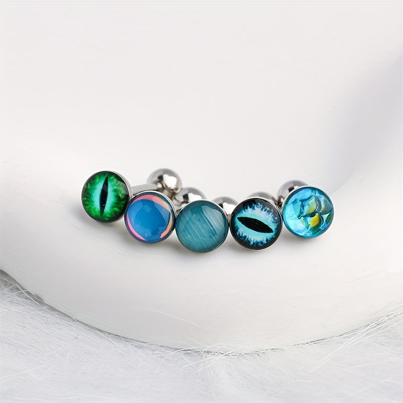 Cat Eye Fish Scale Tongue Piercing Jewelry Set (5pcs)