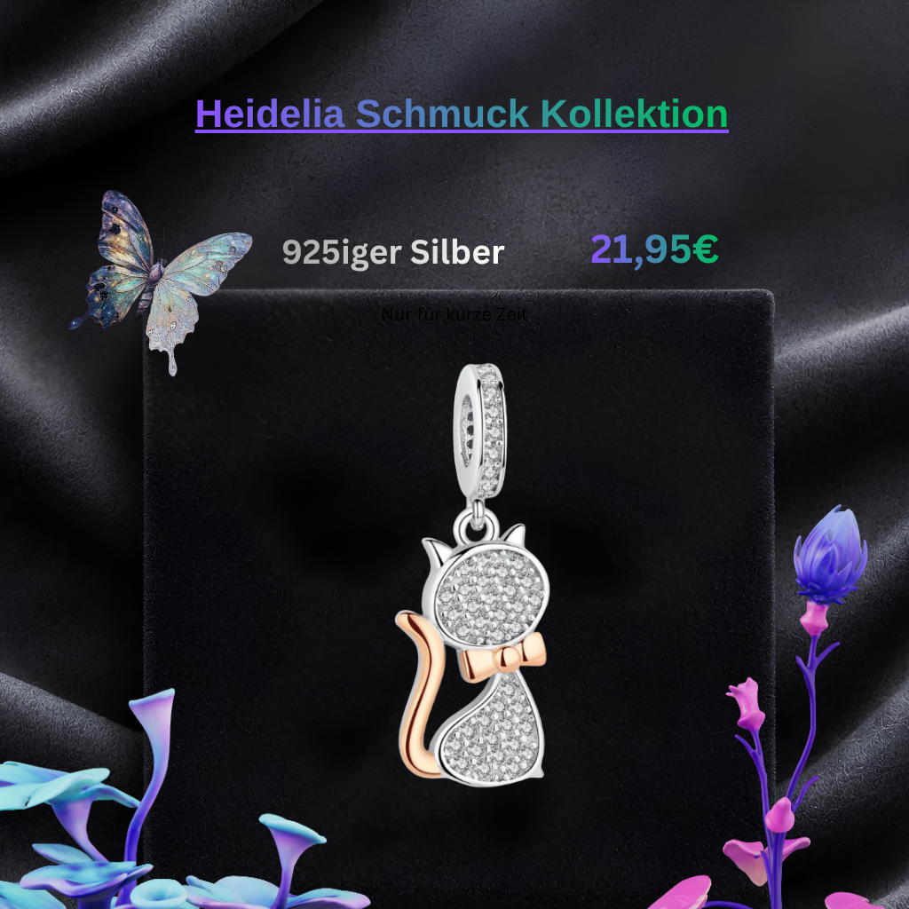 S925 Silber Katzenanhänger mit Zirkon