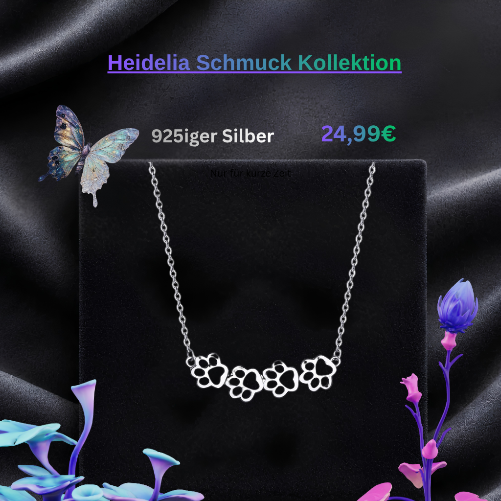 S925 Silber Katzenpfotenabdruck Anhänger Halskette