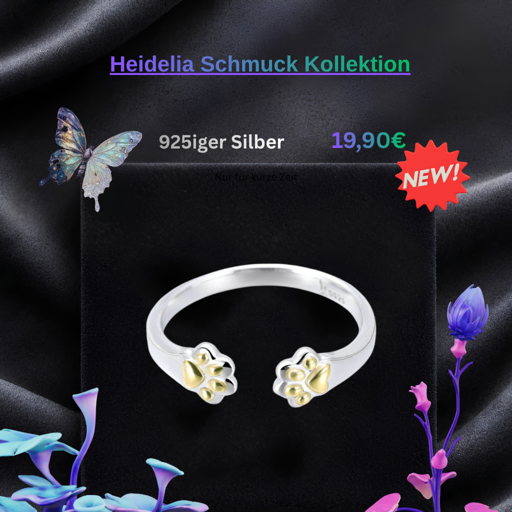925 Silber Offener Ring mit Pfotenabdruck