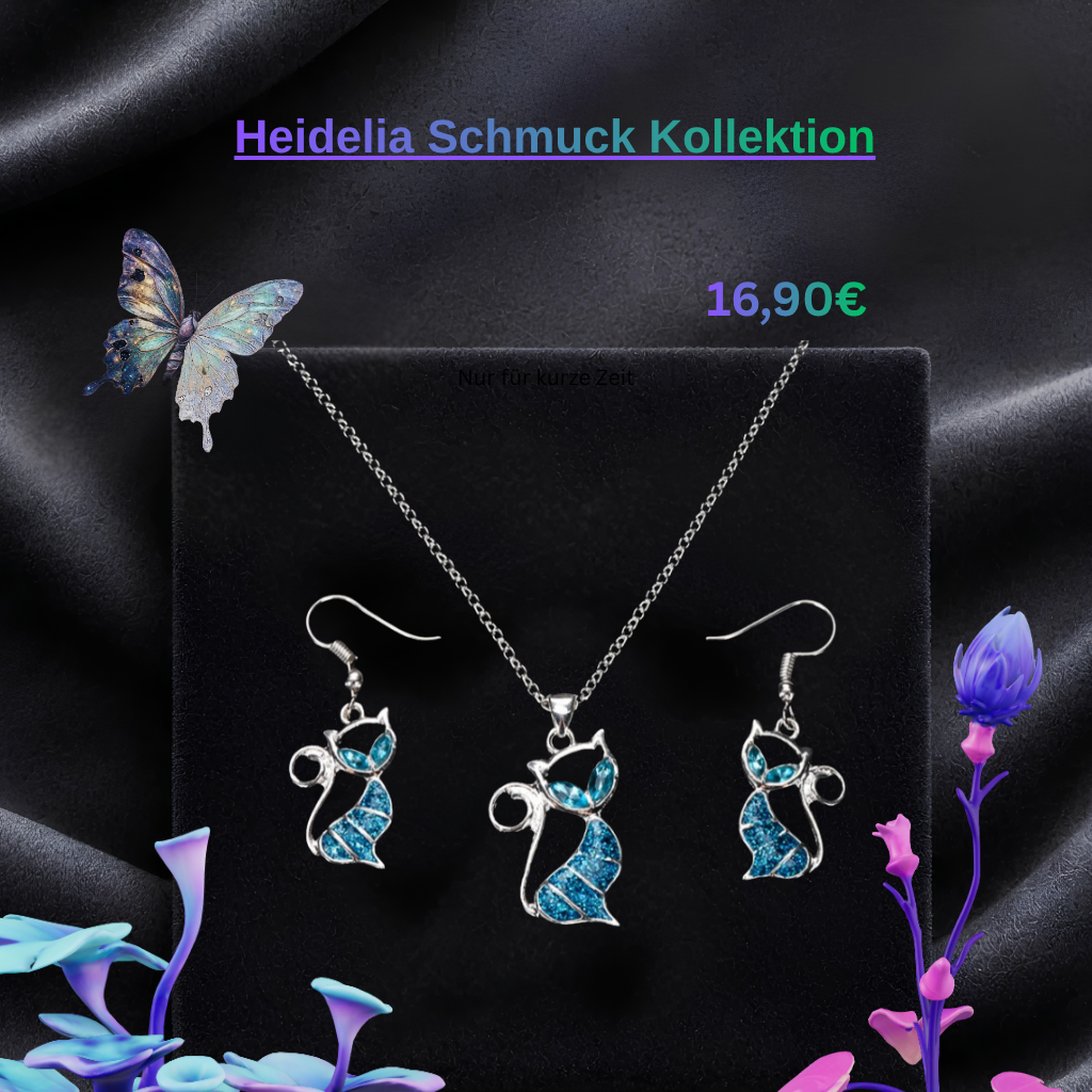 Katzen-Silberanhänger & Katzen-Ohrringe Set