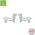 S925 Silber Dackel Ohrringe und Ring