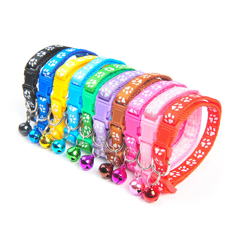 Buntes verstellbares Katzenhalsband mit Pfotenabdruck-Design