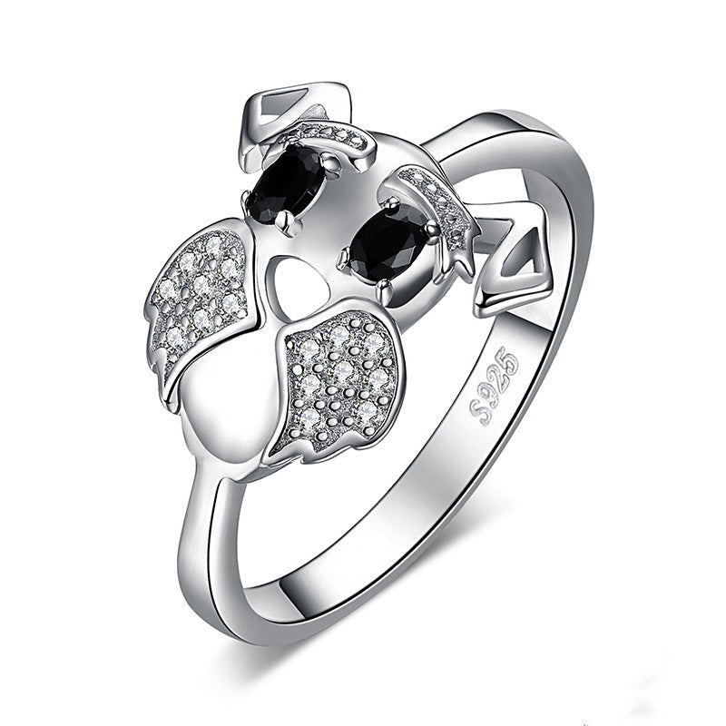 S925 Silber Süßes Hund Schmuckset: Halskette, Ohrringe, Ring