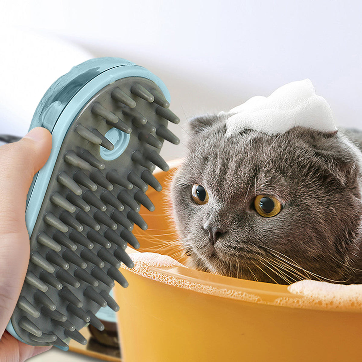 Silikon Badebürste für Hunde mit Shampoo-Spender