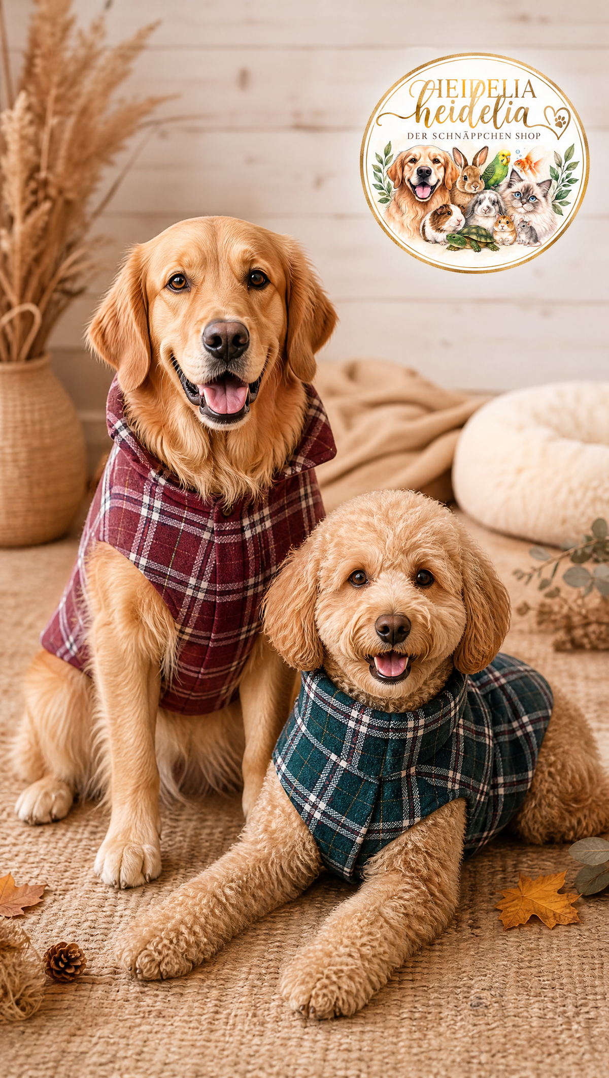 Karierte Hundejacke - Hundewintermantel