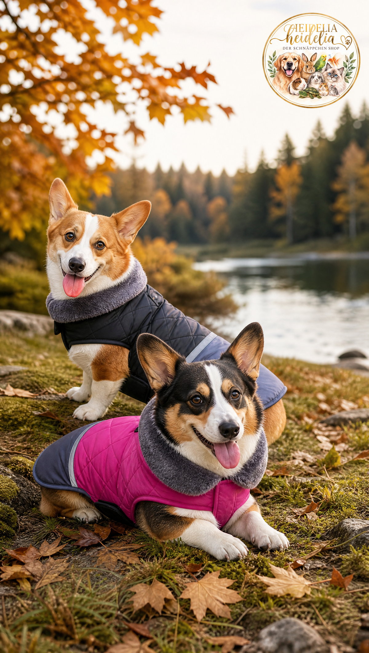 Wasserdichter, Wendbarer Hundemantel mit Pelzkragen